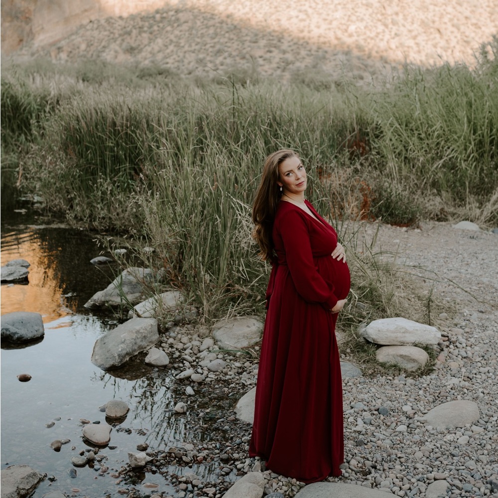 Wine colored Wrap maxi dress